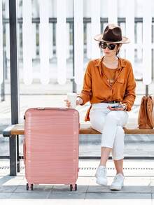 Living And Home 4-Piece (Lightweight PP) Lockable Suitcase Set – 14"/20"/24"/28" Expandable Luggage With Silent Wheels & TSA Lock – Nesting Design For Compact Storage - Rose Gold - View 2