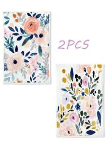 2pcs Floral Pattern Dish Towels For Kitchen, Farmhouse Decoration Hand Towels, Dish Cloths, Tea Towels For Kitchen Dining Room Table