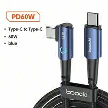 Toocki 90 度弯头 USB C 型数据线 60W 5A 快速充电数据线，适用于 USB C 转 C 型数据线游戏，兼容 16、16 Pro Max、15、15 Plus、15 Pro、15 Pro Max，兼容小米，兼容 OnePlus 90 度直角 - 彩色 - 查看 4