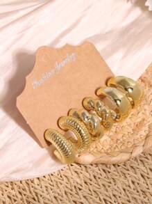 6/18 pièces Set de boucles d'oreilles en forme de C avec fil torsadé en goutte d'eau dorée