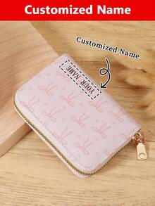 1pc Custom Signature Wallet,Personalized Signature Design Wallet,Custom Signature Wallet,Personalized Wallet With Signature,Custom Signature Wallet,Love Pattern Versatile Coin Wallet,Card Holder Multi-Card Card Organizer For Storage Credit Card - Pink - View 3