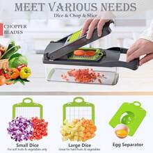 Pro-Series 16-In-1 Vegetable Chopper,  Mandoline Slicer, Veggie Chopper, Food Chopper With Container, Vegetable Cutter & Spiralizer For Onion Salad (Home Essential Gadget & Kitchen) - màu xanh lá - Xem 3