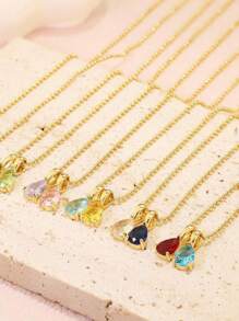 Elegant Birthstone Women Gold Necklace, Fashion 14K Gold Plated Rhinestone Pendant Necklace, 1-3 Pcs Custom Made Accessories, High Color Retention, Low Allergenicity, Ideal Gift For Girlfriend, Mom, Family, Friend, Daughter For Anniversary, Valentine's Day, Mother's Day, Birthday, Graduation, Everyday Wear, Wedding, Prom,School Supplies,Back To School,School Gift,For Office,For School,For Classroom,For Teacher Gifts,For University,For Colleague,For Dorm Rooms,For Teacher,For Boys And Girls,For Teenagers,Junior High School Students,Middle School Students,High School Senior High School Students,College Students,University Students,Freshman,Sophomore,Underclassmen