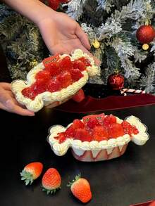 5 قطعة/10 قطعة/20 قطعة علب تعبئة الكيك بشكل فراولة شفافة على طراز إنس، علب كيك عيد الميلاد، علب ديكور حلوى وتشكيلة الحلويات، علب تقطيع وتغليف الفاكهة - شفاف - مشاهدة 4