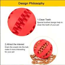 1PC Dog Chew Ball Toy | Natural Rubber Teeth Cleaning Interactive Chew Toy With Snack Pocket | Before-After Whitening Pet Dental Toy For Outdoor Training Reward (Christmas/Birthday Gift)