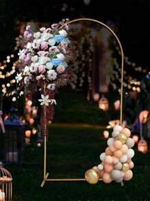 Soporte de fondo arqueado, de 7/6/5/4 pies, en múltiples tamaños, marco de arco de metal dorado con cubiertas de cortina de arco, adecuado para ceremonias de boda, duchas nupciales, fiestas de cumpleaños, San Valentín, compromiso, graduación, Día de la Madre, decoración de jardín, floral, arco de globos