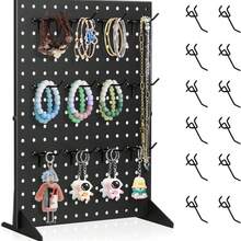 Peg Board Display Stand For Vendors With 12 Hooks Metal Tabletop Pegboard Display Stand For Craft Shows 17" X 13" Retail Display Racks Peg Board Organizer Holder White - Black 1 Display+12 Hook - View 1