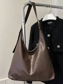 Bolso de hombro vintage de gran capacidad y unicolor suave para mujer, versátil bolso bandolera con asa, bolso de hombro Hobo de gran capacidad, bolso bandolera casual para el trabajo