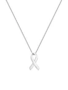 1PC Breast Cancer Ribbon Necklace In Gold, Silver And Rose Cancer Survivor Necklace Breast Cancer Awareness Jewelry - Silver - View 9
