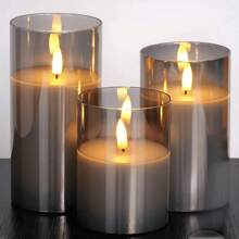 1/3 Peças Luzes de Vela LED Sem Chama, Velas Eletrônicas Premium Cinza, Lâmpadas de Vela 3D à Bateria, Decoração Doméstica Ambiente Romântico, Adequado para Casa, Quarto, Festa, Casamento, Aniversário, Feriado, Decoração de Vela para Proposta