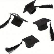 25 piezas Mini gorros de graduación con borlas, utilería para fotos de graduación, decoraciones de mini sombrero de graduación 2025, adecuado para decoración de fiesta de graduación, accesorios para ceremonia de grado, decoración de rollo y botella de vino para fiesta - Multicolor - Ver 11