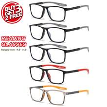 5 Stücke rechteckige leichte Lesebrille mit farbigen Bügeln, rutschfestes Design, minimalistische und Lesebrille für Männer und Frauen