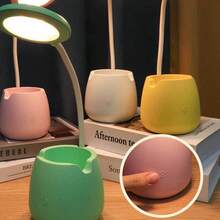LED Eye Protection Desk Lamp Pen Holder Touch Bedroom Student Learning Reading Bedside Lamp Charging Desktop Night Light
