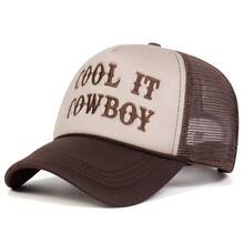 1pc Men Cool It Cowboy Trucker Hat With Embroidered Letter, Personalized Street Fashion Casual Cap, Suitable For Spring, Autumn, Traveling, Beach Vacation - Multicolor - View 4