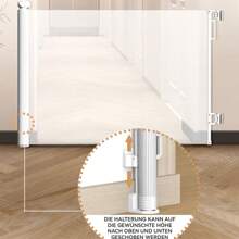 Puerta de seguridad para niños, puerta de seguridad, persiana enrollable protectora, persiana de seguridad para escaleras de bebés, puerta para mascotas, persiana retráctil, barreras extensibles para perros, 0-150/180/300 cm, color blanco