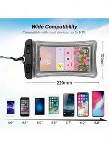 1pc Waterproof Phone Bag, 3D Design, Thick Protective Case, Clear Plastic Dry Bag, Suitable For Smartphones Under 6.8 Inches, With Neck Strap, Great For Beach, Cruise And Travel - Multicolor - View 5