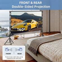 GAINVANE Hot Selling Items In The Middle EastPortable Projector Screen, 16:9 4K HD Wrinkle-Free Polyester Matte Screen With 160° Viewing Angle, Supports Front & Rear Projection, Lightweight And Easy To Assemble - White - View 3