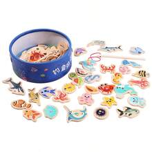 蒙特梭利幼儿钓鱼游戏 - 儿童木制钓鱼玩具礼物，适合 3 岁女孩男孩（随机动物），男孩玩具，男孩玩具，木制玩具