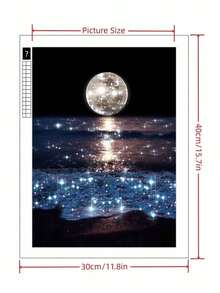 DIY 5D Moon Art Diamond Painting Kit On The Round Fully Diamond Sea Ideal For Home Leisure And Wall Decor 11.8x15.7 (Inch) Diamond Painting - 彩色 - 查看 3