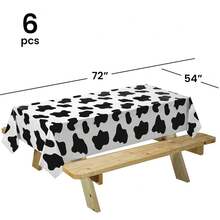 1/2/3 包，72*54 英寸，奶牛印花桌布，适合奶牛主题派对装饰，以及奶牛生日派对装饰，适合野餐桌布，西部主题 - 彩色 - 查看 10