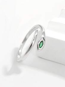 Vaerine 1 pieza Anillo de diseño de serpiente de plata 925 con circonita, elegante, de moda, minimalista y vintage, regalo para mujer, apto para citas, fiestas y eventos sociales