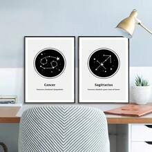 1 pièce/3 pièces Affiches d'art mural avec cadre en option. Peinture sur canevas nordique moderne des 12 signes du zodiaque. Affiches et impressions d'art mural, tableaux muraux pour la décoration de la salle de séjour à la maison - Multicolore - Voir 5