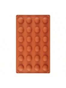 圆形硅胶模具巧克力迷你 35 腔半球形硅胶模具不粘，半球形硅胶烘焙模具用于糖果和巧克力，以及不粘圆柱形饼干模具 - 紅木色 - 查看 13