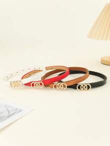 4件套金色蝴蝶扣、圆环扣、椭圆扣，时尚女士休闲腰带，适合各种场合，如派对、休闲、夏季新款、秋季、万圣节等。 - 彩色 - 查看 8