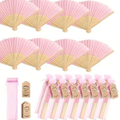 15 件/套木制折扇，附赠礼品袋和感谢卡（5 张感谢卡、5 把手持折扇、5 个礼品袋），单身派对新娘送礼会装饰品，伴娘竹制手持折扇，单身派对拍照道具，伴娘礼物和婚礼装饰品，婚礼礼物，适用于聚会和活动，夏季配饰，女士折扇