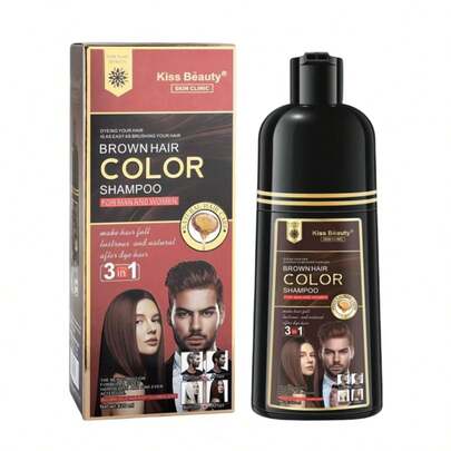 Kynley Champú con Tinte Marrón 3 en 1, aplicación rápida, tinte en 8 minutos. Champú con tinte con colágeno, té verde, aceite de Argan, Aloe vero, etc. Envío desde España en 24-72h