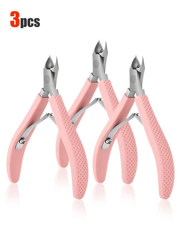 Juego de 3/2/1 piezas de tijeras y alicates específicos para salones de uñas, para piel muerta, con mangos antideslizantes, de acero inoxidable. Kit de herramientas de corte, limpieza y cuidado de uñas, incluyendo cortaúñas, alicates y empujadores de cutículas para manicura y pedicura.