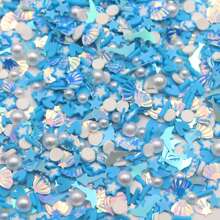 Mix De Preenchimento De Acessórios Pvc Para Diy, Com Tema Oceano, Coração Azul, Estrela, Concha, Golfinho, Glitter E Pérola Falsa, 20g/peça