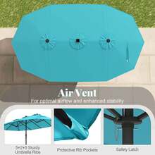 Lifezeal 15Ft Patio Double-Sided Solar LED Market Umbrella Crank 36 Lights Base - 綠松石 - 查看 8