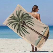1pc Vintage Palm Tree Print Beach Towel - Super Soft, Quick Dry, Oversized Vintage Design, Suitable For Beach, Camping And Summer Bathing, Ideal Mother's Day Vacation Gift, Made Of Ultra-Soft And Fine Fiber Travel Essentials Travel Accessories Beach Essentials - Multicolor - View 2