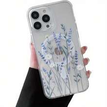 Magnetic Phone Case For Iphone17 Promax Air  S25 Edge S24FE S23Plus S22+ ULTRA,  16/15/14/13/12 Pro Max 16 Plus, Fashion  Pattern Design Transparent Acrylic Magnetic Phone Case, Shockproof Classic Hybrid Transparent Phone Case. - 淺藍色 - 查看 1