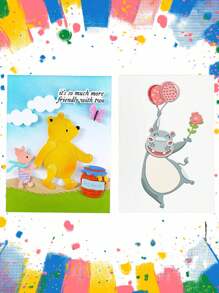 1 Pc "Bear And Honey Pot","Cartoon Hippo" Metal Scrapbook Die For DIY Scrapbook Art, Albums, Journals, Greeting Cards Embossed Paper Crafts Decorative Greeting Cards Scrapbook Template
