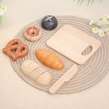 Juguete de simulación de cortar pan de madera divertido, empaquetado en cajas de colores, 5 formas diferentes de pan, tamaño adecuado para agarrar, juego interactivo padres-hijos, ¡apropiado para el Día de los Niños y juguetes de Halloween!