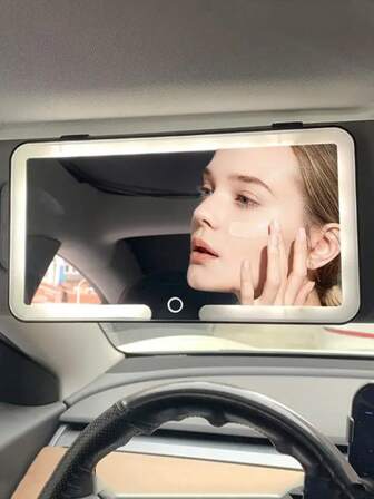 1 件装汽车遮阳板 LED 化妆镜，可充电 LED 化妆镜，60 颗灯珠，3 种照明模式，带可调光触摸屏的汽车后视镜，后视遮阳板旅行化妆镜，完美礼物