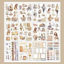 Vintage Floral Sticker Book - Quirky Paris Scenes, Eiffel Tower & Tea Party Designs, Self-Adhesive PET & Paper For Scrapbooks, Diaries, Journals, Scrapbook Accessories | Imaginative Designs | Self-Adhesive Stickers,School Supplies,Back To School