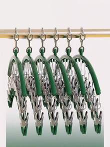 1pc Multifunctional Stainless Steel Clothespins Sock Clips Drying Rack Household Clothes Underwear Socks Organizer - Multicolor - View 9