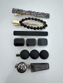 Set de 6 piezas de pasadores de pelo minimalistas y multifuncionales, prácticos, aptos para uso diario, pasadores de pelo, accesorios para el cabello, accesorios para la cabeza, horquillas - Negro - Ver 2