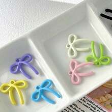 8pcs Multi-Color Random Cute Sweet Dopamine Macaron Color Candy Color Youthful Style Colorful Peach Heart Bow Knot Pendant DIY Handmade Necklace Bracelet Charm Earring Jewelry Accessory