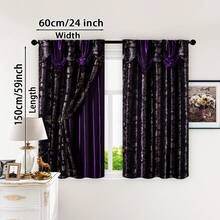 2 件优雅复古紫色提花窗帘，杆袋设计，高品质，个性化圣诞家居装饰，耐用，100% 涤纶遮光材料，适用于卧室、客厅、遮阳、隐私、光线调节、空间装饰、季节性装饰 - 彩色 - 查看 5