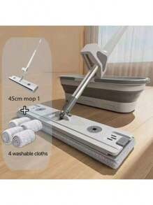 1pc 45cm Flat Mop Set, Multi-Color, New Household Mop With Extra Large Absorbent Refill Pad, Handsfree Cleaning For Bathroom