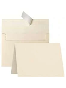 Cream Blank Cards And Envelopes, 5x7 Folded Ivory Cardstock And A7 Envelopes Self Seal 100 Pack For Wedding, Invitations, DIY Greeting Cardstock, Thank You Cards & All Occasion - CREAM - View 1