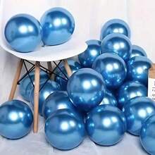50pcs Metal Blue Balloons 12/10/5 Inches, Chrome Blue Latex Balloons Used For Graduation Baptism Shower Party Birthday Party Decoration Balloons
