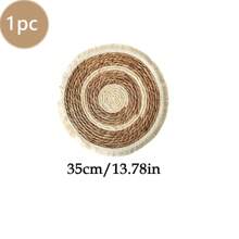 1 pieza /4 piezas /6 piezas Posavasos o manteles individuales redondeados con flecos de estilo bohemio tejidos a mano de manera natural, adecuados para restaurantes, decoración de bodas