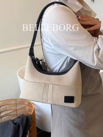 Lässige zweifarbige, vielseitige und schlichte Design Damen Unterarm Umhängetasche