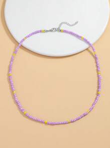 1pc Minimalist Beaded Necklace, Suitable For Daily Wear