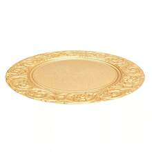 100 * Charger Plate Golden Round Plate With Floral Pattern Fine Reusable Dinner Plates Party Plate Set - 純金 - 查看 9